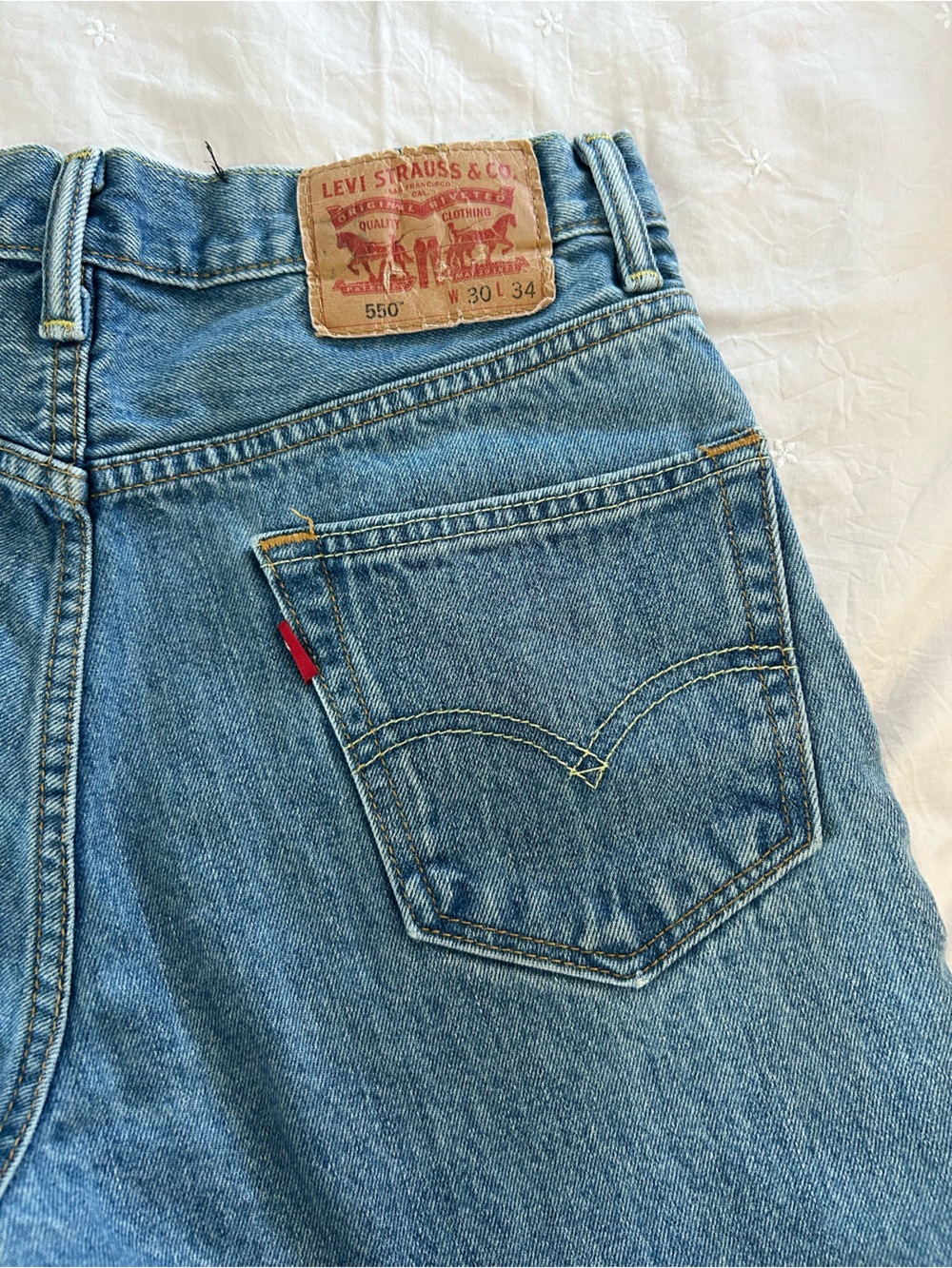 Vintage Levi’s 550 High-Waisted Cutoff Denim Shorts - Blue - Picture 4 of 4